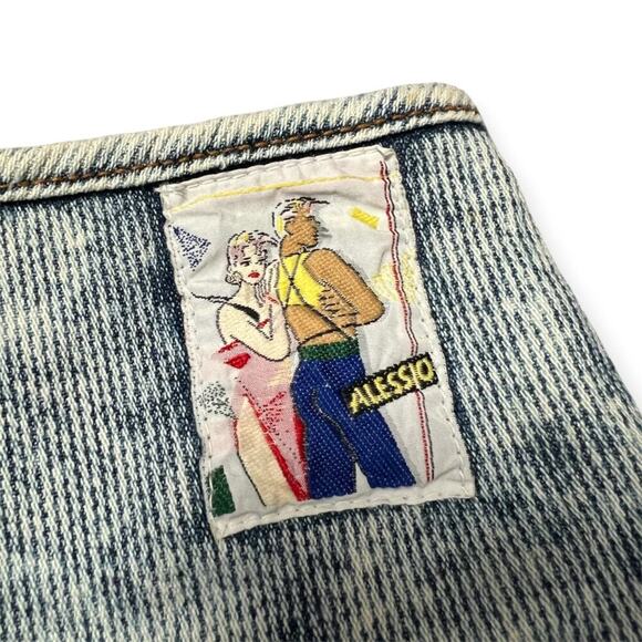 Vintage Alessio Acid Wash High Waisted Mom Jean SIZE 9 / 10 WAIST 26 Blue Ribbed - Picture 4 of 10